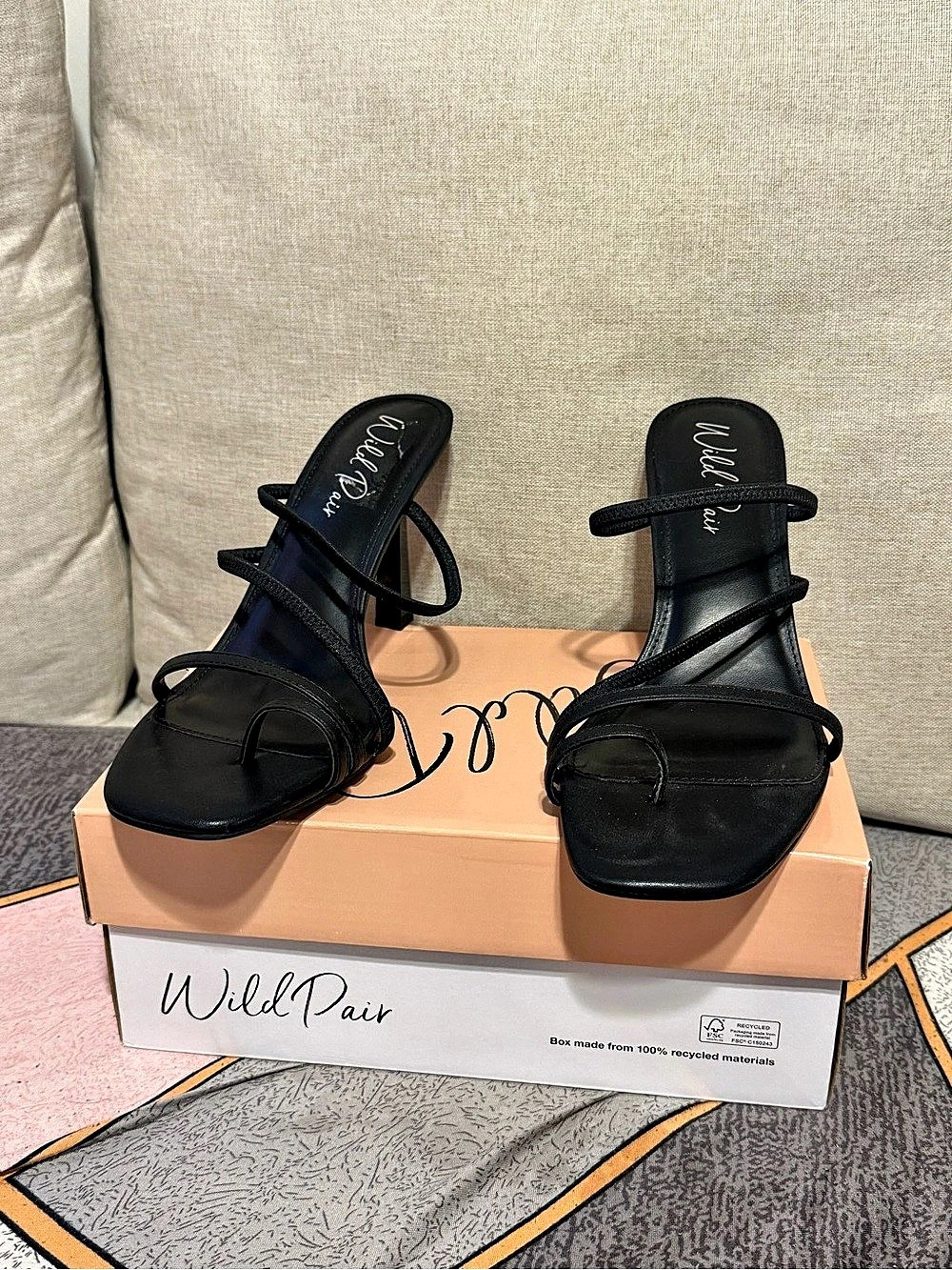 Wild Pair Eross Slip On Strappy Heels Black